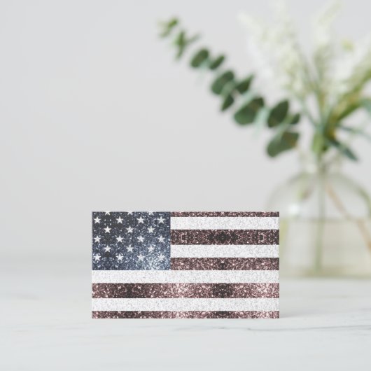 Rustic Red White Blue Sparkles USA vlag Visitekaartje (Staand voorkant)