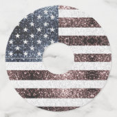 Rustic Red White Blue Sparkles USA vlag Wijnglaslabel (Achterkant)