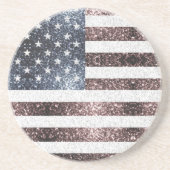 Rustic Red White Blue Sparkles USA vlag Zandsteen Onderzetter (Voorkant)