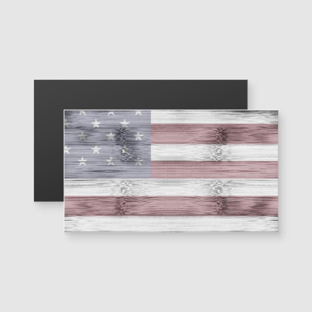Rustic Red White Blue Wood USA vlag Amerika (Voorkant / Achterkant)