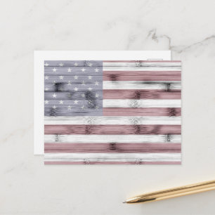 Rustic Red White Blue Wood USA vlag Amerika Briefkaart