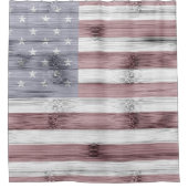Rustic Red White Blue Wood USA vlag Amerika Douchegordijn (Voorkant)