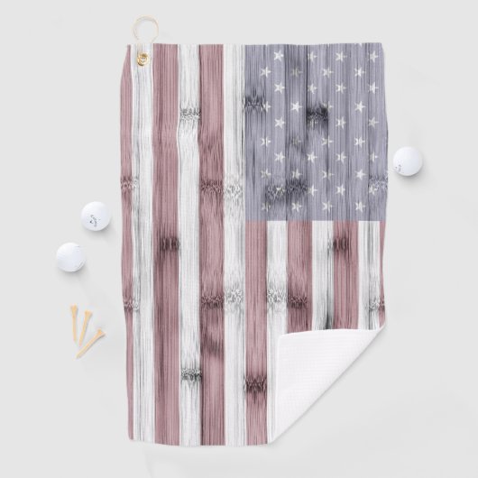 Rustic Red White Blue Wood USA vlag Amerika Golfhanddoek (Insitu)