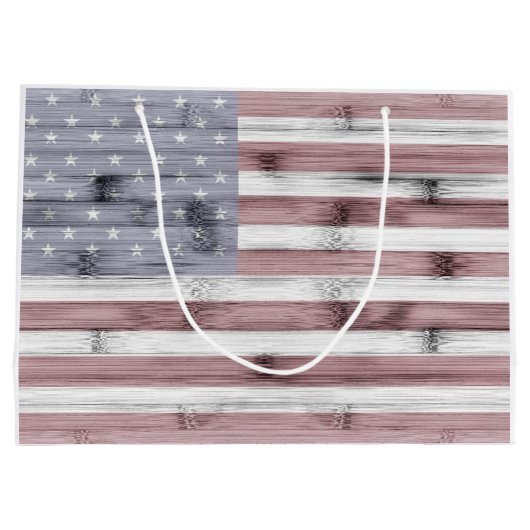 Rustic Red White Blue Wood USA vlag Amerika Groot Cadeauzakje (Achterkant)