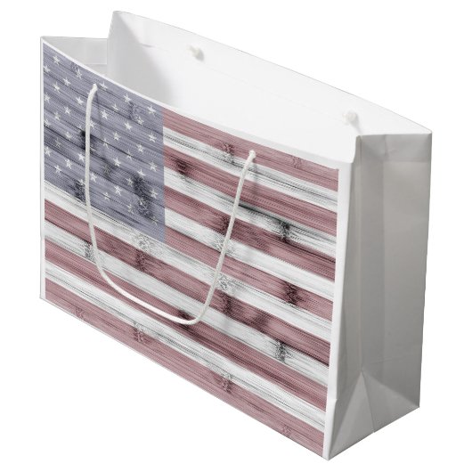 Rustic Red White Blue Wood USA vlag Amerika Groot Cadeauzakje (Voorkant Gekanteld)