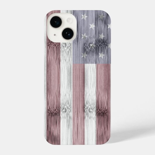 Rustic Red White Blue Wood USA vlag Amerika iPhone Hoesje (Achterkant)