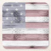 Rustic Red White Blue Wood USA vlag Amerika Kartonnen Onderzetters (Voorkant)