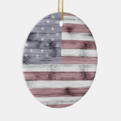 Rustic Red White Blue Wood USA vlag Amerika Keramisch Ornament (Rechts)