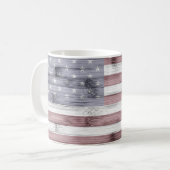 Rustic Red White Blue Wood USA vlag Amerika Koffiemok (Voorkant links)