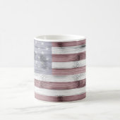 Rustic Red White Blue Wood USA vlag Amerika Koffiemok (Center)