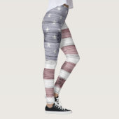 Rustic Red White Blue Wood USA vlag Amerika Leggings (Rechts)