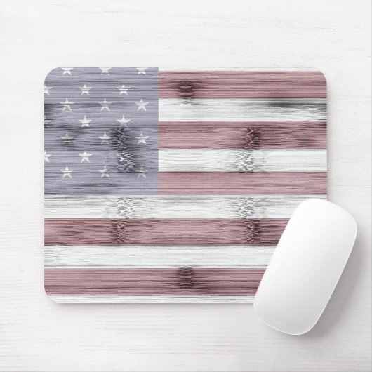 Rustic Red White Blue Wood USA vlag Amerika Muismat (Met muis)