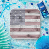 Rustic Red White Blue Wood USA vlag Amerika Papieren Bordje (Feest)