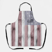 Rustic Red White Blue Wood USA vlag Amerika Schort (Voorkant)