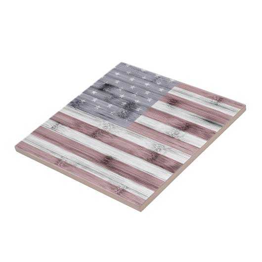 Rustic Red White Blue Wood USA vlag Amerika Tegeltje (Zijkant)