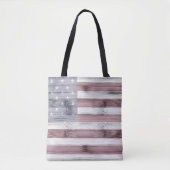 Rustic Red White Blue Wood USA vlag Amerika Tote Bag (Voorkant)