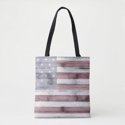Rustic Red White Blue Wood USA vlag Amerika Tote Bag (Voorkant)