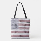 Rustic Red White Blue Wood USA vlag Amerika Tote Bag (Achterkant)