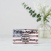 Rustic Red White Blue Wood USA vlag Amerika Visitekaartje (Staand voorkant)