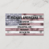 Rustic Red White Blue Wood USA vlag Amerika Visitekaartje (Voorkant)