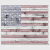Rustic Red White Blue Wood USA vlag Cadeaupapier (Vlak)