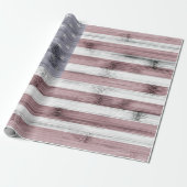 Rustic Red White Blue Wood USA vlag Cadeaupapier (Uitgerold)
