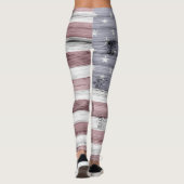 Rustic Red White Blue Wood USA vlag Monogram Leggings (Achterkant)