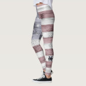 Rustic Red White Blue Wood USA vlag Monogram Leggings (Links)