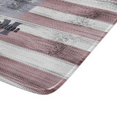 Rustic Red White Blue Wood USA vlag Monogram Snijplank (Hoek)