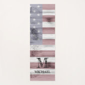 Rustic Red White Blue Wood USA vlag Monogram Yogamat (Voorkant)