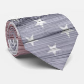 Rustic Red White Blue Wood USA vlag Stropdas (Opgerold)