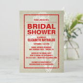 Rustic Red & White Bridal Shower Invitations Kaart (Staand voorkant)