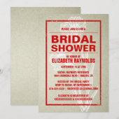Rustic Red & White Bridal Shower Invitations Kaart (Voorkant / Achterkant)