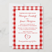 Rustic Red White Pset Gingham Country Weddenschap Kaart (Voorkant)