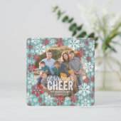 Rustic Red & White Snowflakes Foto Feestdagenkaart (Staand voorkant)