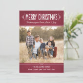 Rustic Red Wine Foto van Merry Kerstmis Feestdagenkaart (Staand voorkant)