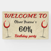 Rustic Red Wine Glass 60th Birthday Party Spandoek (Horizontaal)