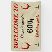 Rustic Red Wine Glass 60th Birthday Party Spandoek (Verticaal)