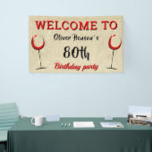 Rustic Red Wine Glass 80th Birthday Party Spandoek (Beurs)