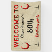 Rustic Red Wine Glass 80th Birthday Party Spandoek (Verticaal)