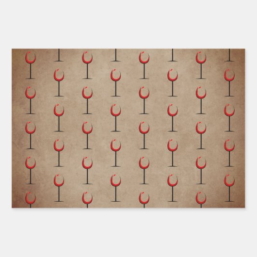 Rustic Red Wine Glass Script 60th Birthday Gift Inpakpapier Vel (Voorkant 3)