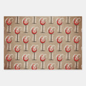 Rustic Red Wine Glass Script 60th Birthday Gift Inpakpapier Vel (Voorkant 3)