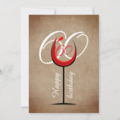 Rustic Red Wine Glass Script 60th Birthday Kaart (Voorkant)