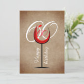 Rustic Red Wine Glass Script 60th Birthday Kaart (Staand voorkant)