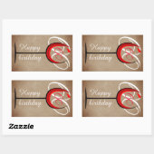 Rustic Red Wine Glass Script 60th Birthday Rechthoekige Sticker (Vel)