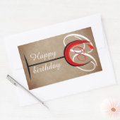Rustic Red Wine Glass Script 60th Birthday Rechthoekige Sticker (Envelop)