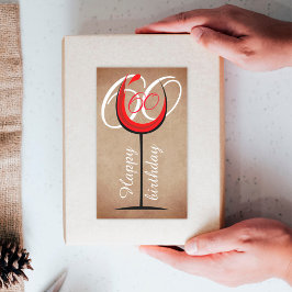 Rustic Red Wine Glass Script 60th Birthday Rechthoekige Sticker