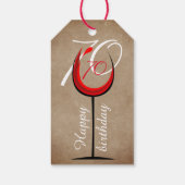 Rustic Red Wine Glass Script 70th Birthday Cadeaulabel (Achterkant)