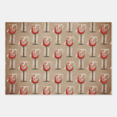 Rustic Red Wine Glass Script 70th Birthday Gift Inpakpapier Vel (Voorkant 2)