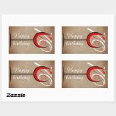 Rustic Red Wine Glass Script 70th Birthday Rechthoekige Sticker (Vel)